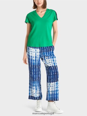 Marc Cain camiseta com botão de ombro folha de manjericão brilhante roupas 4P8PV01358 Marc Cain Dresses