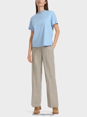 Marc Cain camiseta com colar de miçangas céu escuro do verão roupas 4P8PV01284 Marc Cain Tops