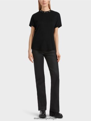 Marc Cain camiseta com colar de miçangas preto roupas 4P8PV01251 Marc Cain Tops