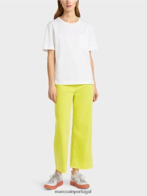 Marc Cain camiseta com costura lateral diagonal branco roupas 4P8PV0940 Marc Cain Portugal