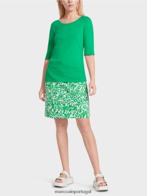 Marc Cain camiseta com decoletas femininas folha de manjericão brilhante roupas 4P8PV01364 Marc Cain Dresses