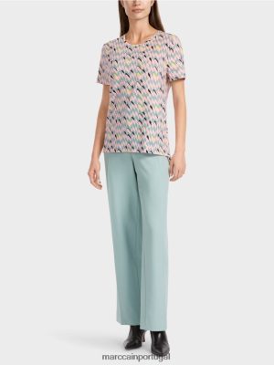 Marc Cain camiseta com design gráfico azul -céu escuro roupas 4P8PV01314 Marc Cain Tops