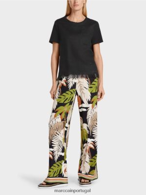 Marc Cain camiseta com franjas preto roupas 4P8PV01396 Marc Cain Portugal