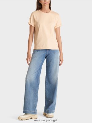 Marc Cain camiseta com gola alta da tripulação Creme escuro roupas 4P8PV01275 Marc Cain Tops