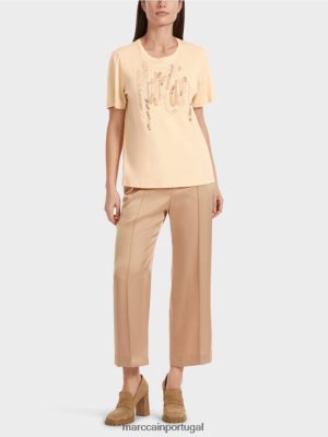 Marc Cain camiseta com lantejoulas Creme escuro roupas 4P8PV01276 Marc Cain Portugal