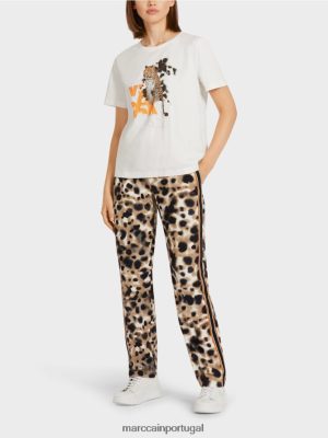 Marc Cain camiseta com leopardo e impressão de letra off white roupas 4P8PV01431 Marc Cain Tops