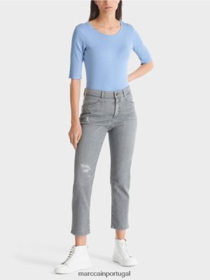 Marc Cain camiseta com mangas de 3/4 de comprimento céu escuro do verão roupas 4P8PV01335 Marc Cain Tops