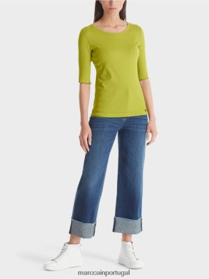 Marc Cain camiseta com mangas de 3/4 de comprimento verde azeitona brilhante roupas 4P8PV01328 Marc Cain Dresses