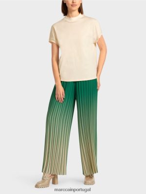 Marc Cain camiseta com mangas de tampa creme roupas 4P8PV01446 Marc Cain Tops