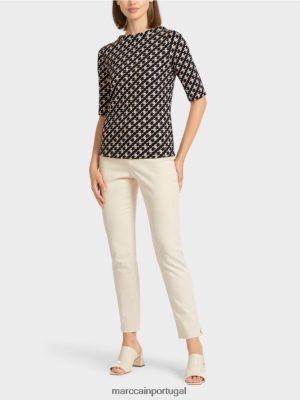 Marc Cain camiseta com xadrez de pastor preto roupas 4P8PV01444 Marc Cain Portugal