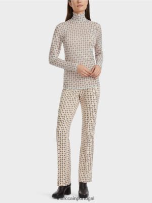 Marc Cain camiseta de rolo de abraço de figura Creme escuro roupas 4P8PV01278 Marc Cain Tops