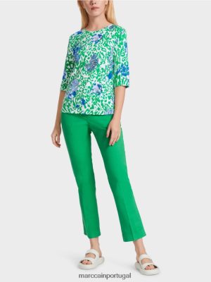 Marc Cain camiseta impressa folha de manjericão brilhante roupas 4P8PV01363 Marc Cain Portugal