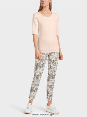 Marc Cain camiseta simples com mangas 3/4 Blossom de amêndoa roupas 4P8PV01234 Marc Cain Portugal