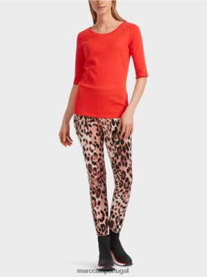 Marc Cain camiseta simples com mangas 3/4 Campari roupas 4P8PV01263 Marc Cain Tops