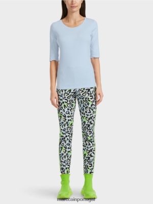 Marc Cain camiseta simples com mangas 3/4 pó macio azul roupas 4P8PV01305 Marc Cain Tops