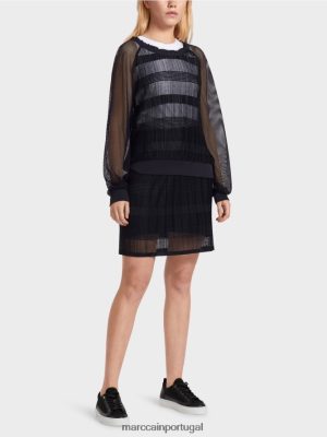 Marc Cain camiseta transparente com mangas compridas Midnight Blue roupas 4P8PV01360 Marc Cain Portugal