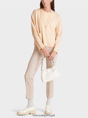 Marc Cain cardigã "repensar juntos" Creme escuro roupas 4P8PV0321 Marc Cain Tops