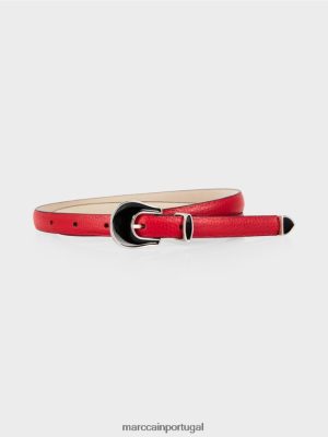 Marc Cain cinto de quadril em couro vermelho profundo acessório 4P8PV01714 Marc Cain Portugal