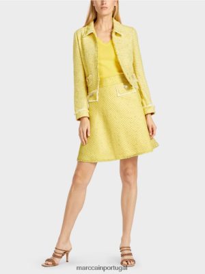 Marc Cain jaqueta curta no boucle verde de limão roupas 4P8PV0375 Marc Cain Tops