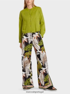 Marc Cain jaqueta de linho com colarinho Verde de oliveira profunda roupas 4P8PV0383 Marc Cain Dresses