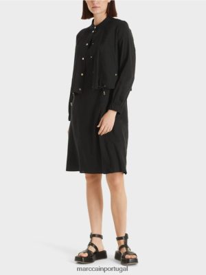 Marc Cain jaqueta de linho com colarinho preto roupas 4P8PV0386 Marc Cain Dresses