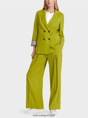 Marc Cain jaqueta de linho de trespassado Verde de oliveira profunda roupas 4P8PV0190 Marc Cain Portugal