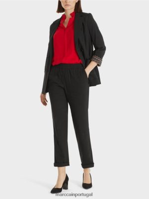 Marc Cain jaqueta de linho de trespassado preto roupas 4P8PV0182 Marc Cain Dresses