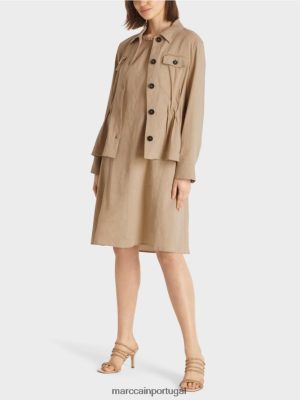 Marc Cain jaqueta de linho feminina areia profunda roupas 4P8PV0385 Marc Cain Portugal