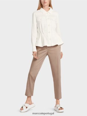 Marc Cain jaqueta de linho feminina off white roupas 4P8PV0376 Marc Cain Portugal