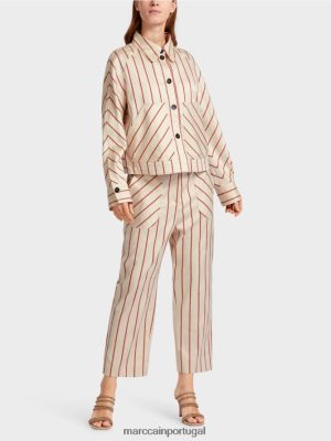 Marc Cain jaqueta listrada em Lyocell vermelho profundo roupas 4P8PV0353 Marc Cain Dresses