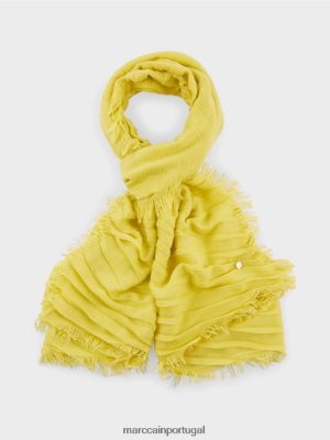 Marc Cain lenço com franjas de cor simples limão macio acessório 4P8PV01702 Marc Cain Portugal