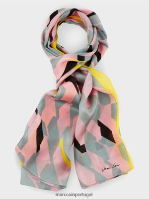 Marc Cain lenço de seda com design gráfico azul -céu escuro acessório 4P8PV01707 Marc Cain Tops