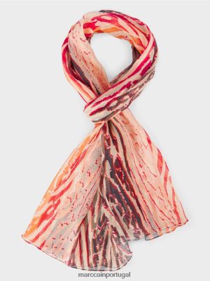 Marc Cain lenço de seda com estampa de pele de animal creme acessório 4P8PV01712 Marc Cain Dresses