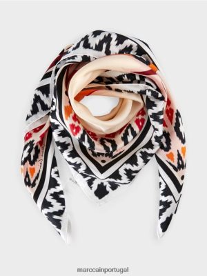 Marc Cain lenço de seda com estampa floral creme acessório 4P8PV01713 Marc Cain Tops