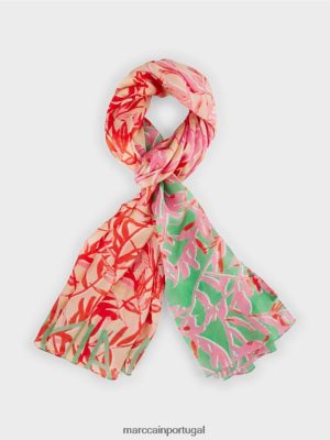Marc Cain lenço de seda elegante em um padrão floral Jade brilhante acessório 4P8PV01736 Marc Cain Dresses