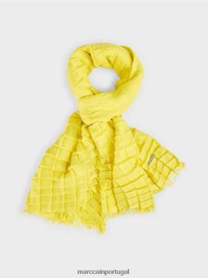 Marc Cain lenço xadrez plissado enxofre verde acessório 4P8PV01742 Marc Cain Dresses