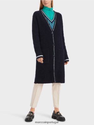Marc Cain maconha "repensar" casaco Midnight Blue roupas 4P8PV0217 Marc Cain Portugal
