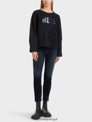 Marc Cain moletom com brilho e renda Midnight Blue roupas 4P8PV01219 Marc Cain Portugal