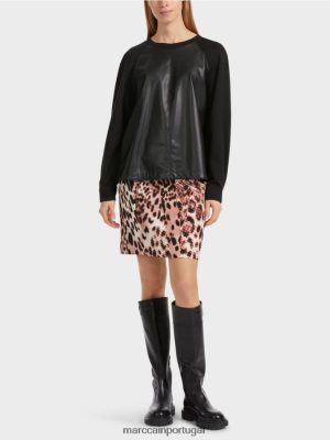 Marc Cain moletom raglan com mistura de material preto roupas 4P8PV01222 Marc Cain Portugal