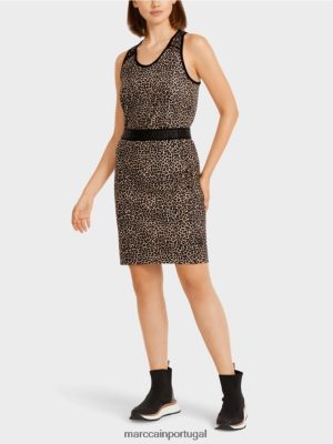 Marc Cain saia curta com estampa de leopardo creme de pó roupas 4P8PV0496 Marc Cain Portugal