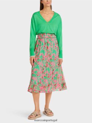 Marc Cain saia de folga com um padrão floral Jade brilhante roupas 4P8PV0499 Marc Cain Portugal
