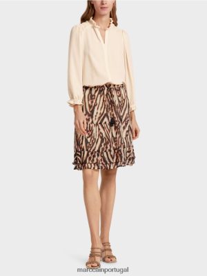 Marc Cain saia de pulgo curto em crepe viscose vermelho profundo roupas 4P8PV0477 Marc Cain Tops