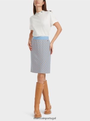 Marc Cain saia do joelho com design gráfico céu escuro do verão roupas 4P8PV0468 Marc Cain Tops