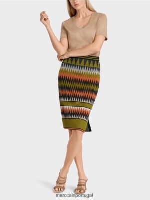 Marc Cain saia estreita "tricotado na Alemanha" Verde de oliveira profunda roupas 4P8PV0487 Marc Cain Portugal