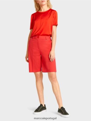 Marc Cain shorts finike em um ajuste feminino Fogo vermelho roupas 4P8PV0670 Marc Cain Portugal