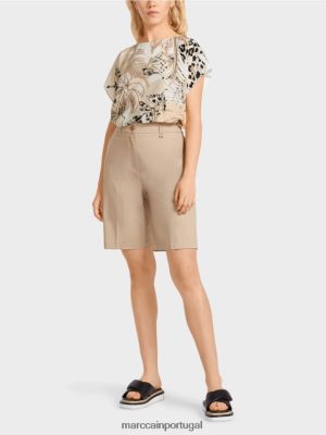 Marc Cain shorts finike em um ajuste feminino areia profunda roupas 4P8PV0658 Marc Cain Portugal