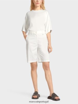 Marc Cain shorts finike em um ajuste feminino off white roupas 4P8PV0679 Marc Cain Portugal