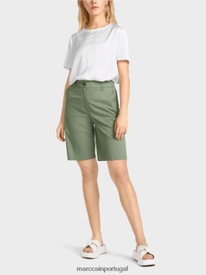 Marc Cain shorts finike em um ajuste feminino verde místico roupas 4P8PV0663 Marc Cain Tops