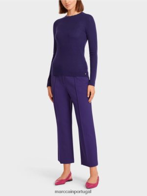 Marc Cain suéter de lã com detalhes de padrão roxo real roupas 4P8PV01214 Marc Cain Dresses