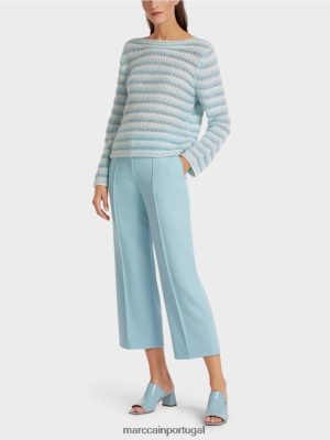 Marc Cain suéter listrado "tricotado na Alemanha" azul atmosférico roupas 4P8PV01205 Marc Cain Dresses